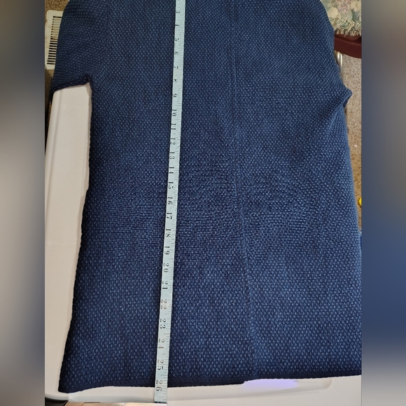 Eileen Fisher women's woven denim cardigan jacket, textured, sz 2P, oversized. - Picture 8 of 13